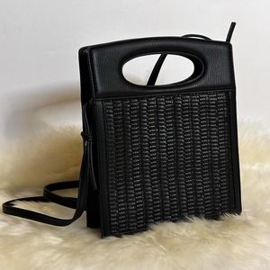 Anthropologie Black Woven Purse with adjustable crossbody/shoulder strap